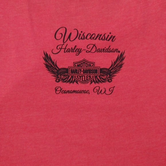 NWO Tags. Harley Davidson t-shirt. Size Med. Coral/Pink. - Picture 4 of 6